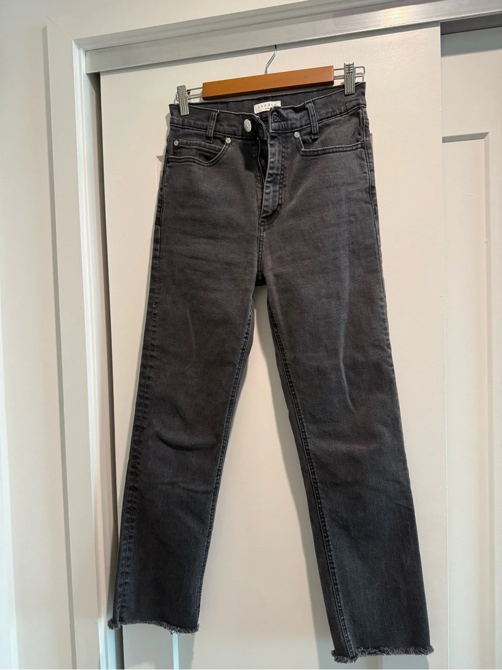 High-Rise Straight Leg Jeans — Washed Black